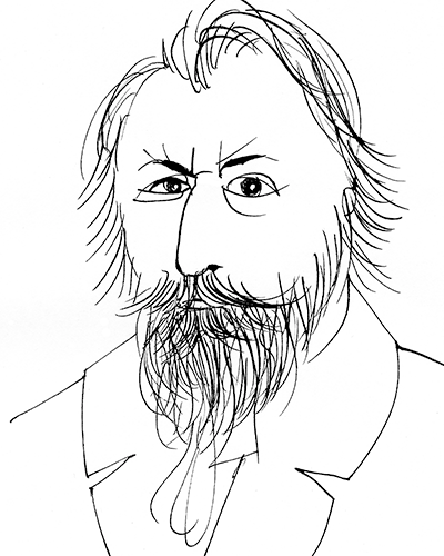 drawing of Johannes Brahms